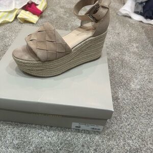 Marc Fisher Tan Woven Wedge Sandals